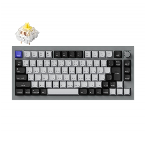 Q1P-N4-JIS Keychron Q1 Pro QMK/VIA ワイヤレス カスタム・メカニカルキーボード　ノブバージョン - RGB - JIS配列（テンキーレス）- 組み立て済み / シルバーグレー / Keychron K Pro スイッチ（ホットスワップ）バナナ軸 Keychron Q1P-N4-JIS