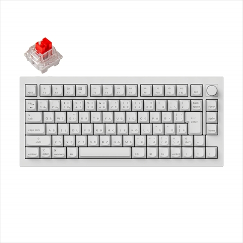 Q1P-P1W-JIS Keychron Q1 Pro QMK/VIA ワイヤレス カスタム・メカニカルキーボード　ノブバージョン - RGB - JIS配列（テンキーレス）- 組み立て済み / シェルホワイト（フルホワイト） / Keychron K Pro スイッチ（ホットスワップ）赤軸 Keychron Q1P-P1W-JIS