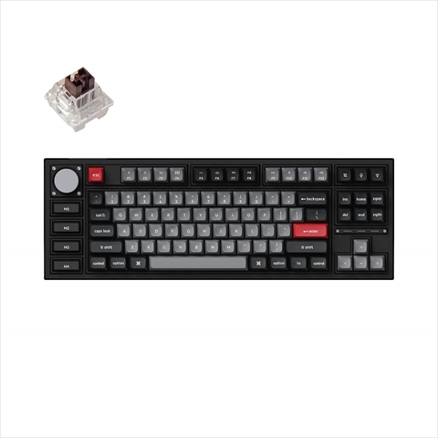 Q3P-M3-US Keychron Q3 Pro 特別版 QMK/VIA ワイヤレス カスタム・メカニカルキーボード　ノブバージョン - RGB - US配列（テンキーレス）- 組み立て済み / カーボンブラック / Keychron K Pro スイッチ（ホットスワップ）茶軸