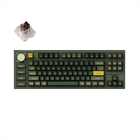 Q3P-W3-US Keychron Q3 Pro 特別版 QMK/VIA ワイヤレス カスタム・メカニカルキーボード　ノブバージョン - RGB - US配列（テンキーレス）- 組み立て済み / オリーブグリーン / Keychron K Pro スイッチ（ホットスワップ）茶軸