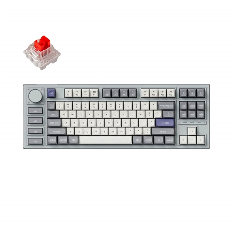 Q3P-X1-US Keychron Q3 Pro 特別版 QMK/VIA ワイヤレス カスタム・メカニカルキーボード　ノブバージョン - RGB - US配列（テンキーレス）- 組み立て済み / シルバーグレー / Keychron K Pro スイッチ（ホットスワップ）赤軸