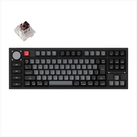 Q3P-M3-JIS Keychron Q3 Pro 特別版 QMK/VIA ワイヤレス カスタム・メカニカルキーボード　ノブバージョン - RGB - JIS配列（テンキーレス）- 組み立て済み / カーボンブラック / Keychron K Pro スイッチ（ホットスワップ）茶軸