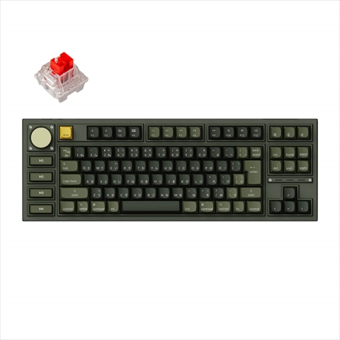 Q3P-W1-JIS Keychron Q3 Pro 特別版 QMK/VIA ワイヤレス カスタム・メカニカルキーボード　ノブバージョン - RGB - JIS配列（テンキーレス）- 組み立て済み / オリーブグリーン / Keychron K Pro スイッチ（ホットスワップ）赤軸