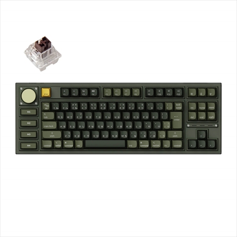 Q3P-W3-JIS Keychron Q3 Pro 特別版 QMK/VIA ワイヤレス カスタム・メカニカルキーボード　ノブバージョン - RGB - JIS配列（テンキーレス）- 組み立て済み / オリーブグリーン / Keychron K Pro スイッチ（ホットスワップ）茶軸