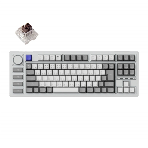 Q3P-X3-JIS Keychron Q3 Pro 特別版 QMK/VIA ワイヤレス カスタム・メカニカルキーボード　ノブバージョン - RGB - JIS配列（テンキーレス）- 組み立て済み / シルバーグレー / Keychron K Pro スイッチ（ホットスワップ）茶軸