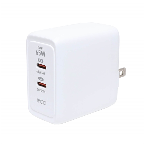 IPA-C08/WH ホワイト USB PD対応（65W） USB-ACアダプタ 2ポートタイプ