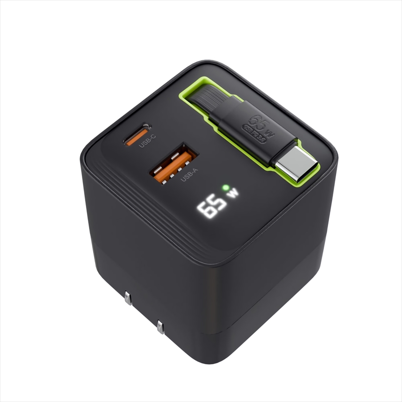 SD-AC65CCA Arberos エアベロス パワフル充電器、最大PD65W、3台同時充電、TypeCケーブル内蔵ACアダプタ