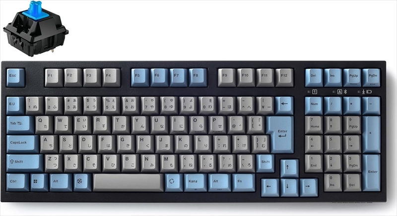 FC980MBTC2/JAEGB FC980RBT  GRAYBLUE　日本語JIS配列　かなあり　Bluetooth/USB接続 102キー PBT2色成形キーキャップ CHEERY MX2A青軸