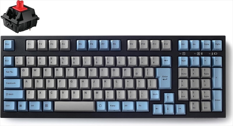 FC980MBTR2/JNEGB FC980RBT  GRAYBLUE　日本語JIS配列　かななし　Bluetooth/USB接続 102キー PBT2色成形キーキャップ CHEERY MX2A赤軸