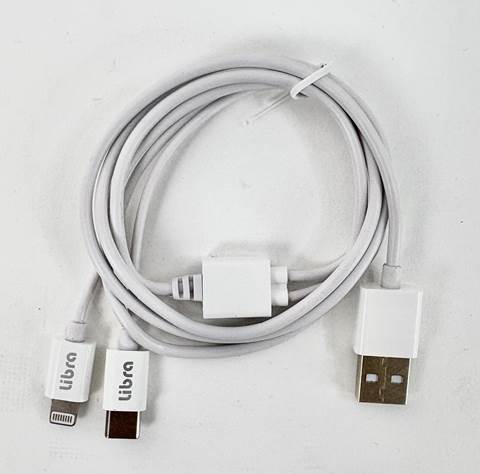 LBR-CTL Libra ツイン充電ケーブル1m ホワイト TYPE-C＆ライトニング端子用 ☆4個まで￥250クリックポスト対応可能！