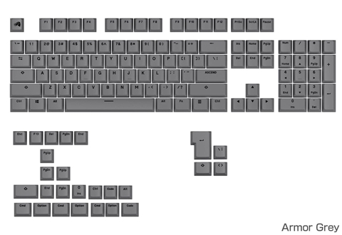 Glorious GPBT Basics Keycaps Armor Grey - US - Retail GLO-KB-ACC-KC-GPBT-BA-AGRY-US