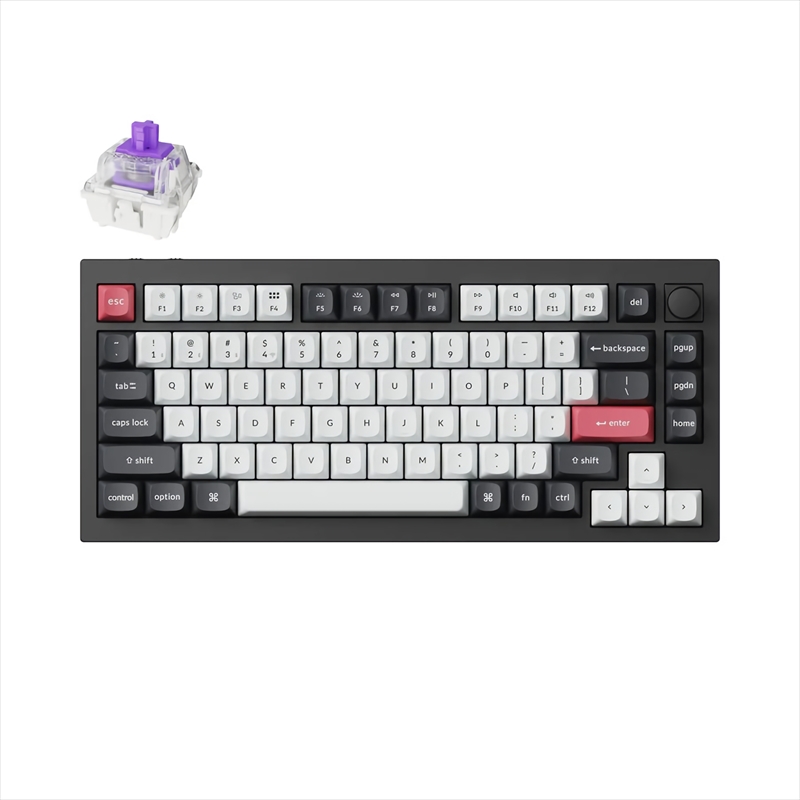 Q1H-M1-US Q1 HE マグネットスイッチ搭載 QMKワイヤレス・カスタムメカニカルキーボード - RGB - US配列（テンキーレス）- カーボンブラック / Gateron ダブルレール・マグネティックスイッチ Nebula（ホットスワップ）