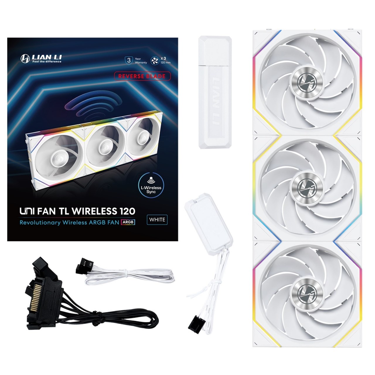 UNI FAN RS TL Wireless 120 WT Triple Pack UF-RS-TL120-WLS-3W 