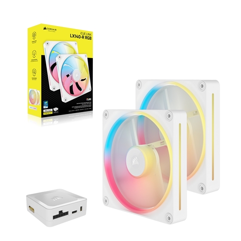 iCUE LINK LX140-R RGB WHITE Dual Reverse Fans Starter Kit (CO-9051056-WW)