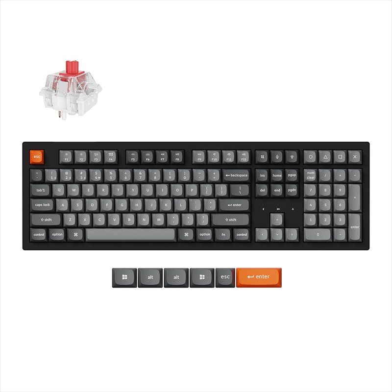 K10M-H1-US K10 Max QMK ワイヤレスカスタム・メカニカルキーボード - RGB - US配列（テンキー付 / フルサイズ） / Keychron Super スイッチ（ホットスワップ）赤軸 / PBTダブルショットキーキャップ